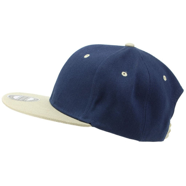 Contrast Peak Snapback Flat Peak Cap - Navy & Grey