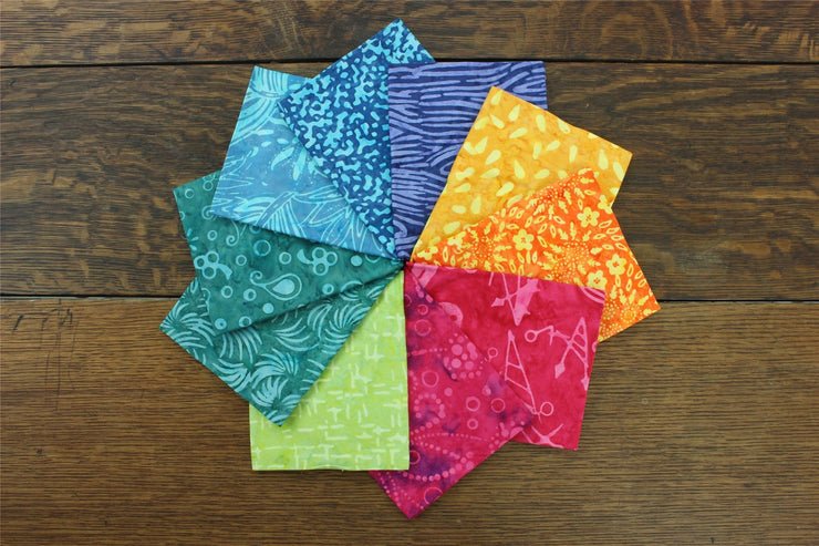 Fat Quarter - 10 Pieces of 19" x 20" Cotton Batik