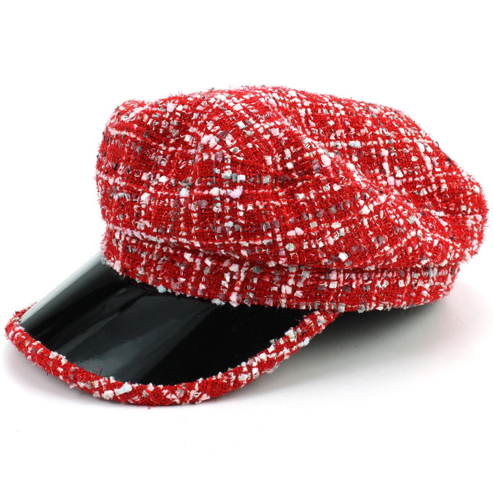 Chindhi Rag Rug Captain's Breton Cap - Red
