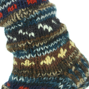 Chunky Wool Knit Abstract Pattern Fleece Lined Socks - 17 Blue Brown