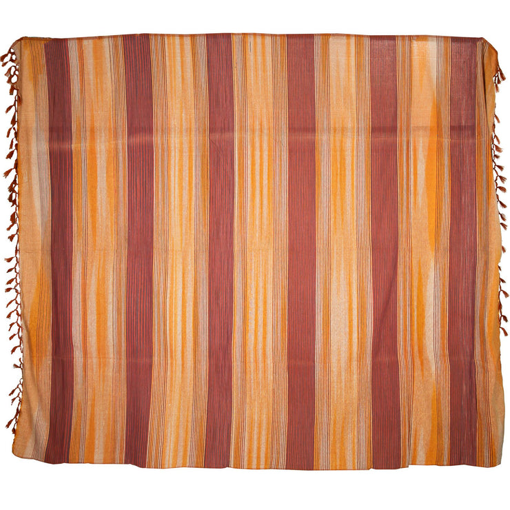 Large Cotton Stripe Blanket With Tassel Edging - Honey