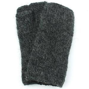 Wool Knit Arm Warmer - Plain - Charcoal Grey