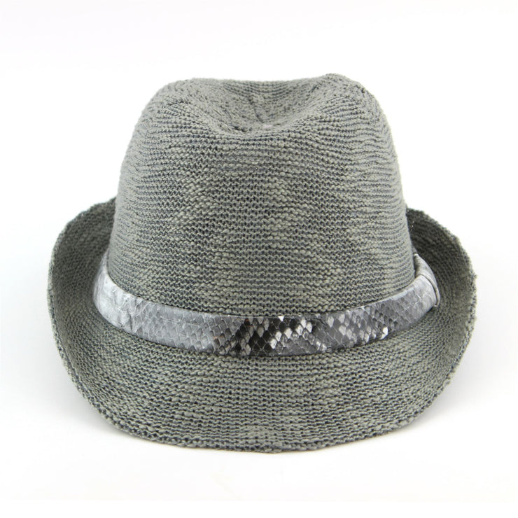 Lightweight trilby hat with faux leather snakeskin band - Dark grey (57cm)