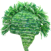 Wool Knit 'Punk' Mohawk Earflap Beanie Hat - Green Space Dye