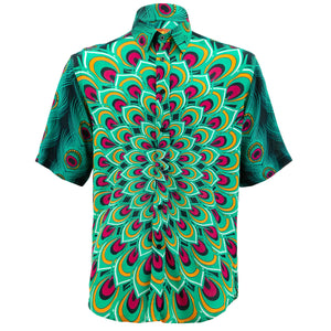 Regular fit kortærmet skjorte - peacock mandala - grøn