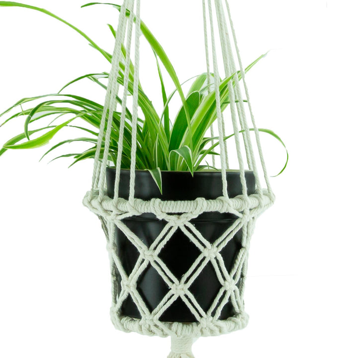 Macrame Hand Woven Rope Hanging Planter - Medium (14cm Pot)