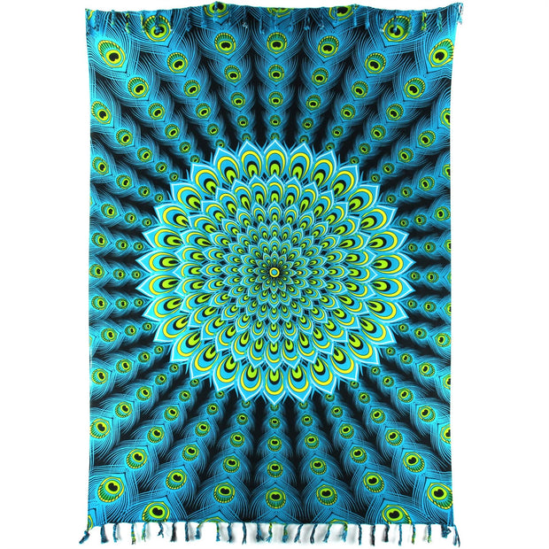 Viscose Rayon Sarong - Peacock - Bright Blue