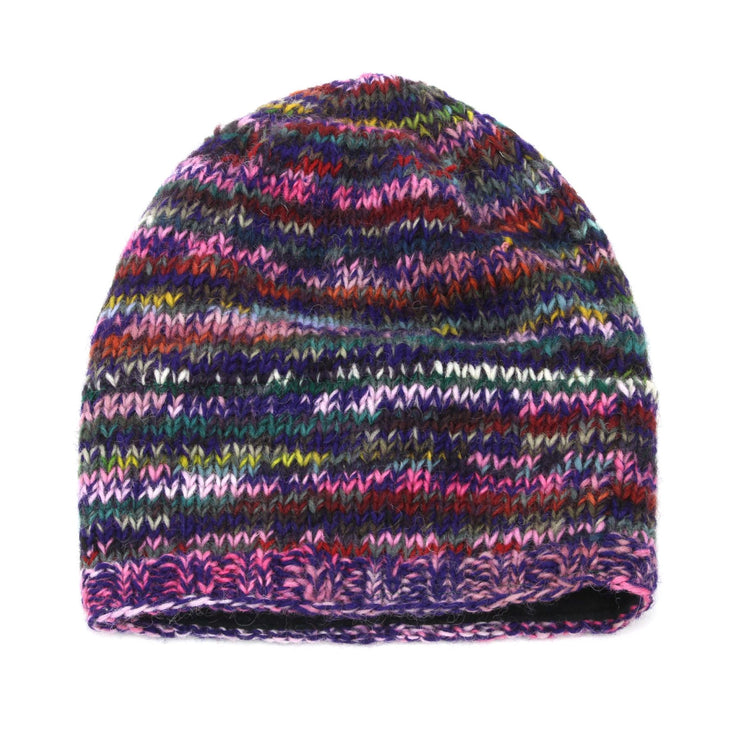 Hand Knitted Baggy Slouch Beanie Hat - SD Purple Mix