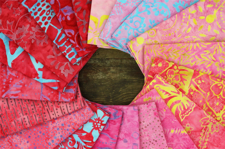 Cotton Batik Pre Cut Fabric Bundles - Fat Quarter - Love & Pink