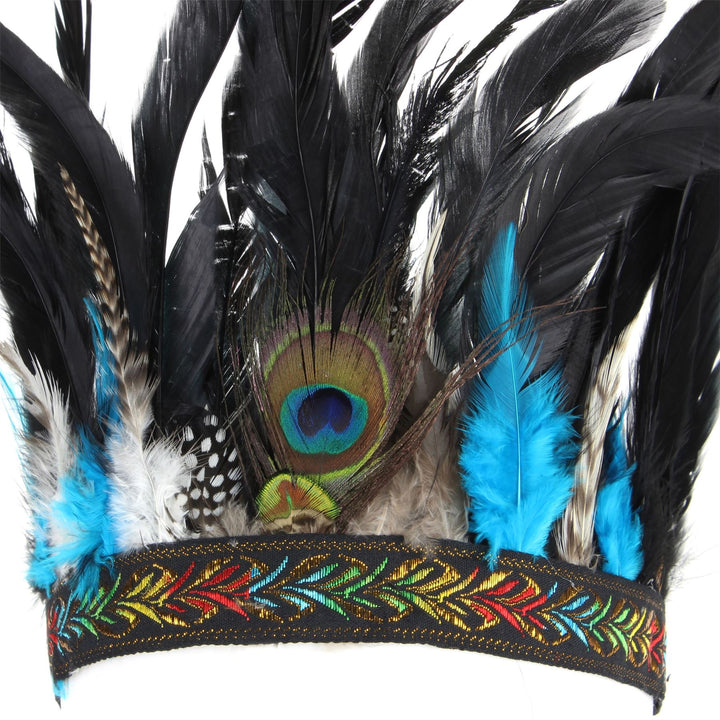 Feather Headdress Headband with Blue Feathers