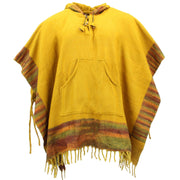 Soft Vegan Wool Hooded Tibet Poncho - Yellow & Sunset