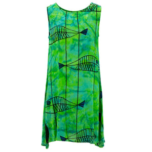 La robe droite tourbillonnante - poisson vert