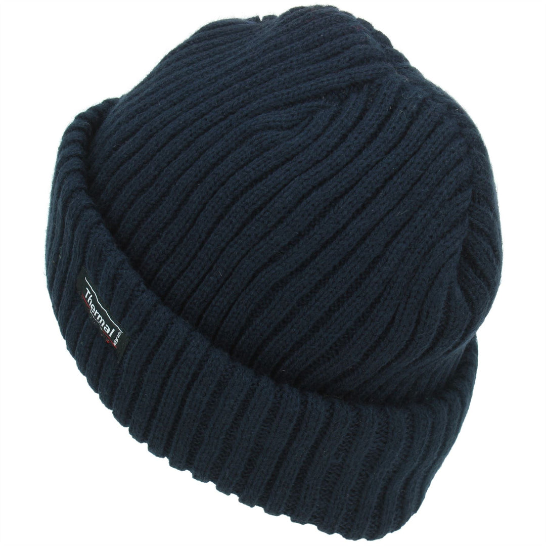 Chunky Knit Beanie Hat - Navy