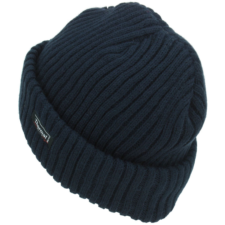 Chunky Knit Beanie Hat - Navy
