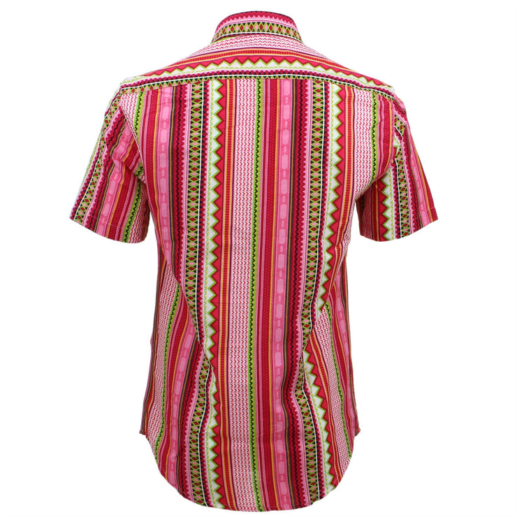 Tailored Fit Short Sleeve Shirt - Red Aztec