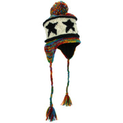 Wool Knit Earflap Bobble Hat - Star Rainbow SD