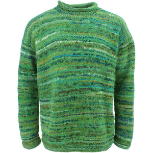 Grob gestrickter Space-Dye-Pullover aus Wolle – Sittichgrün