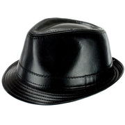 PU Leather Retro Trilby Hat - Black