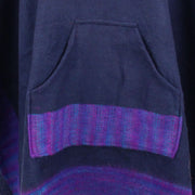 Soft Vegan Wool Hooded Tibet Poncho - Navy & Purple