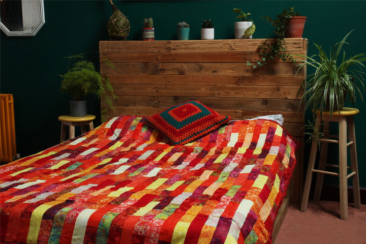 Handmade Quilted Patchwork Batik Printed Bedspread