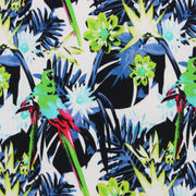Tailored Fit Long Sleeve Shirt - Black Blue & Green Palms & Parrots
