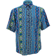 Regular Fit Short Sleeve Shirt - Geometric Aztec - Blue