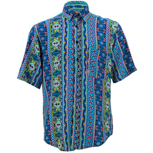 Kurzarmhemd mit normaler Passform – geometrisches Aztekenmuster – Blau