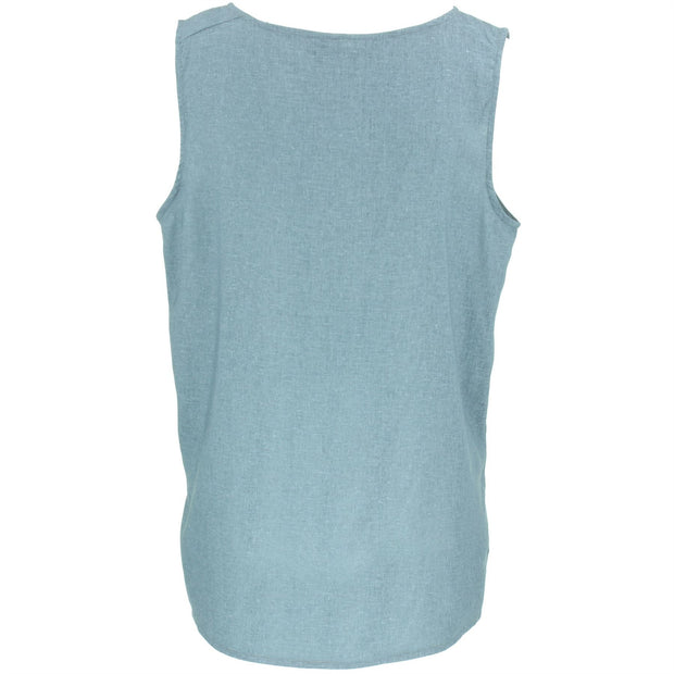 Embroidered Sleeveless Top - Blue Grey