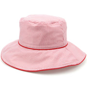 Reversible striped bucket sun hat - Red