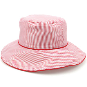 Chapeau de soleil bob rayé réversible - Rouge