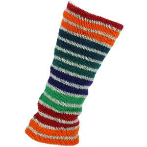 Chunky Wool Knit Leg Warmers - Stripe Green