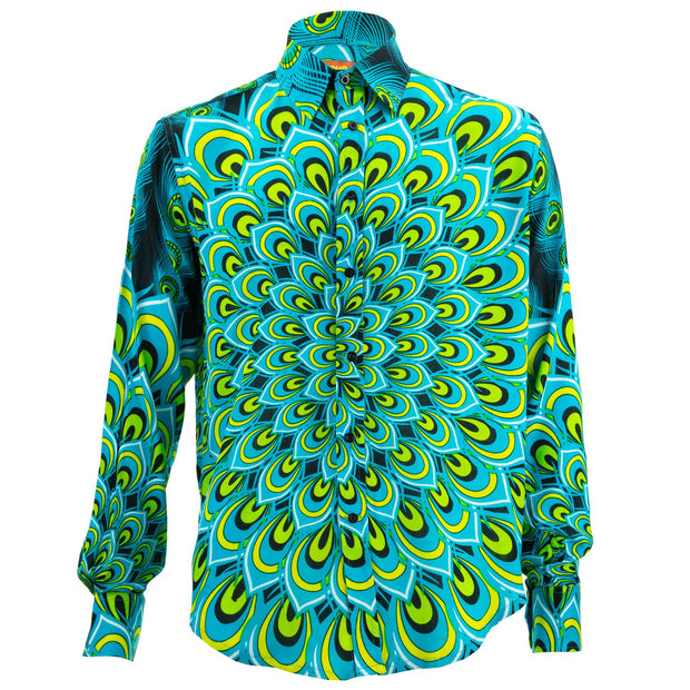 Regular Fit Long Sleeve Shirt - Peacock Mandala - Turquoise