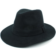 Wool Fedora Trilby Hat with Floppy Brim - Black