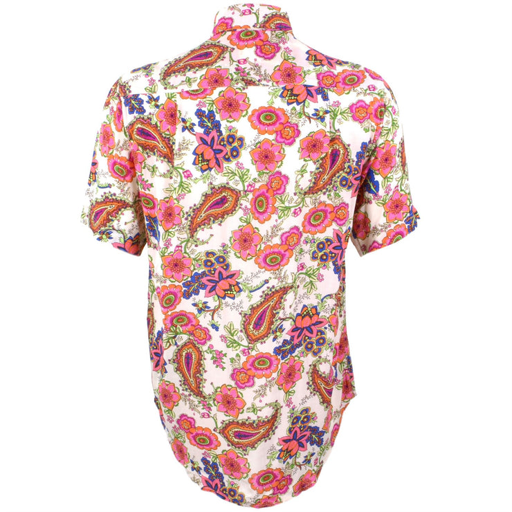 Regular Fit Short Sleeve Shirt - Pink & Blue Floral Paisley