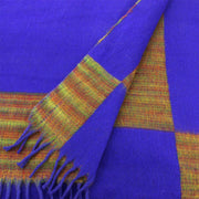 Tibetan Wool Blend Shawl Blanket - Deep Purple with Sunset Reverse
