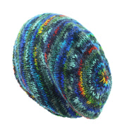 Hand Knitted Baggy Slouch Beanie Hat - SD Dark Blue Mix