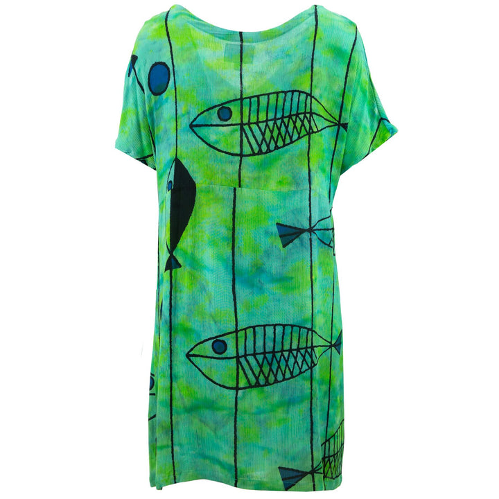 Lolo Short Shift Dress - Green Fish