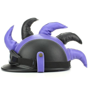 Saw Blade Mohawk Horned Novelty Festival Helmet with Goggles - Purple & Black