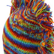 Wool Knit 'Punk' Mohawk Earflap Beanie Hat - Rainbow SD