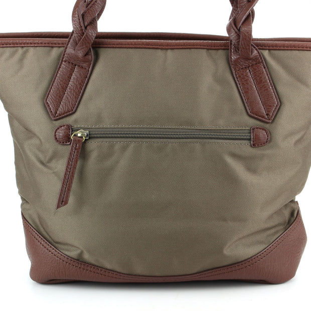 Large Canvas Shopper Bag Handbag - Brown