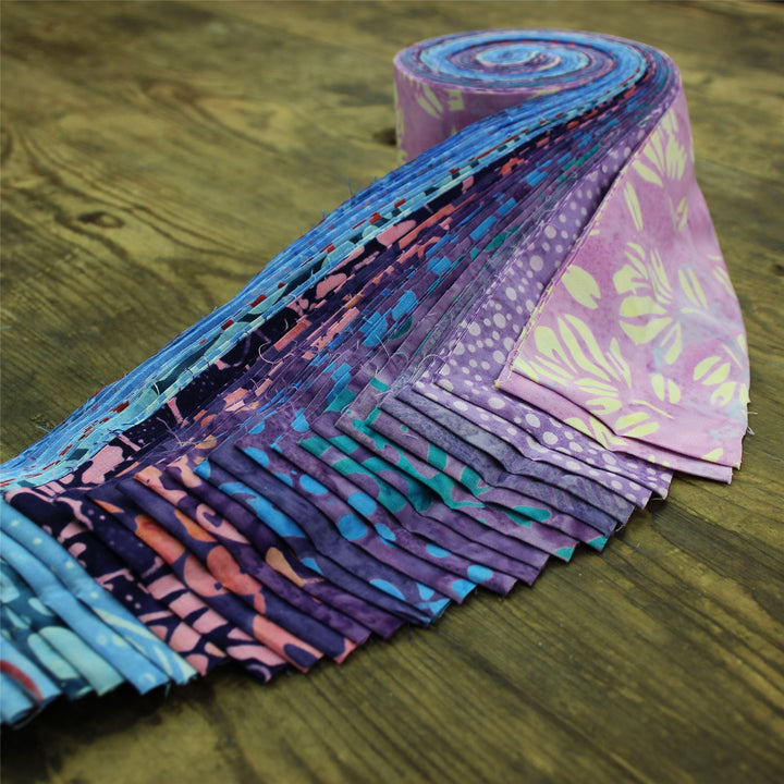 Cotton Batik Pre Cut Fabric Bundles - Jelly Roll  - Tinted with Magic