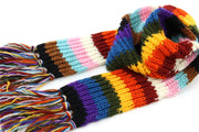 Hand Knitted Wool Scarf - Stripe Progress Rainbow
