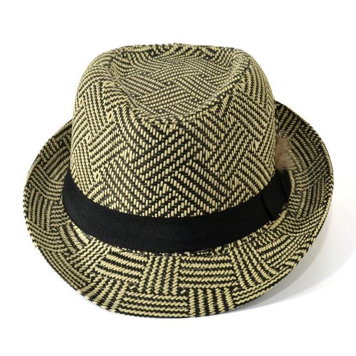 Straw Trilby Hat With Feather
