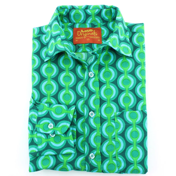 Regular Fit Long Sleeve Shirt - Green & Blue Circles