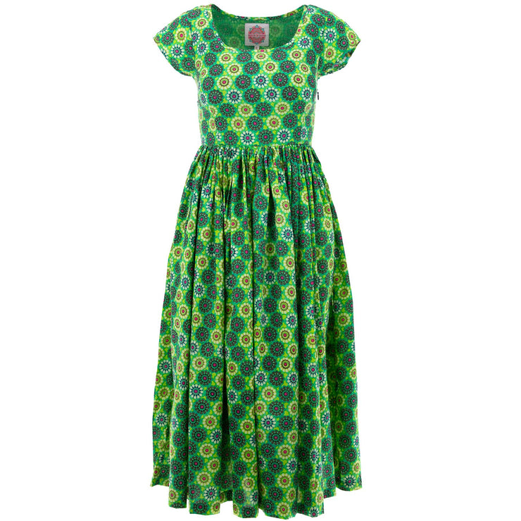 Tea Dress - Green Daisy Spray
