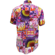 Regular Fit Short Sleeve Shirt - Purple Psychedelic Dancing Woman