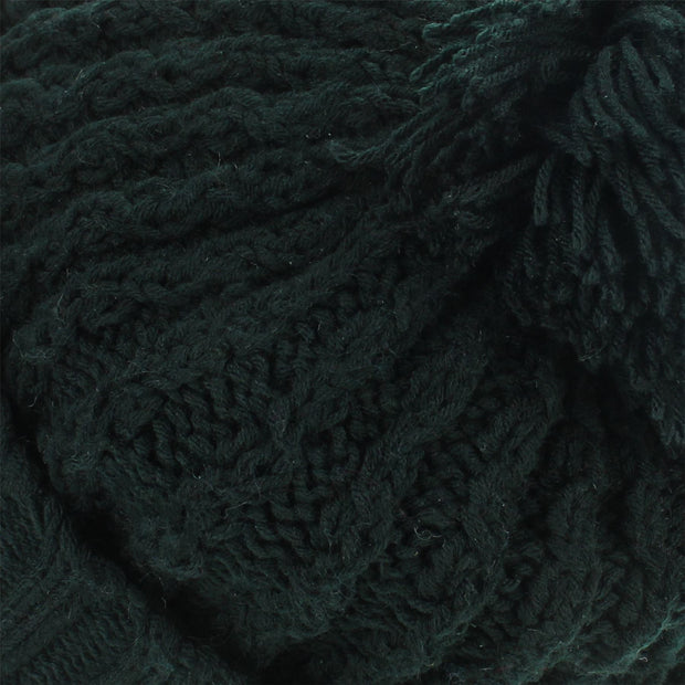 Cable Knit Bobble Beanie Hat - Black