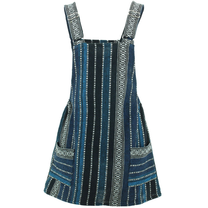 Thai Woven Dungaree Dress - Blue