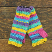 Hand Knitted Wool Arm Warmer - Stripe - Tik Tik Multi Pastel