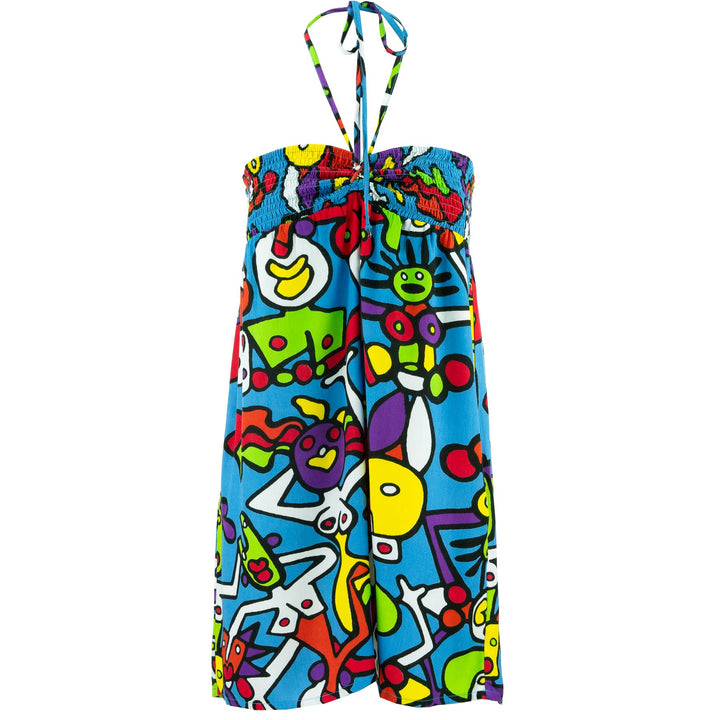 Halterneck Wrinkle Dress - Tiffy Blue